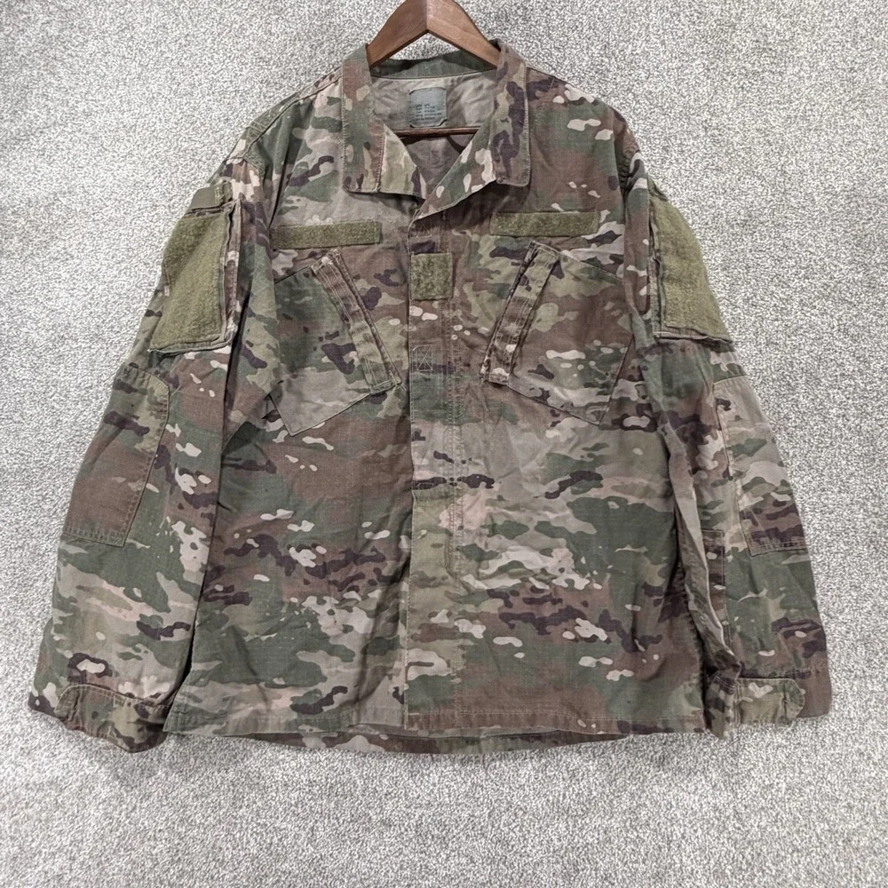 US Army Camo Coat Jacket FR Welding Hunting Sz Lg Long Euc Ripstop Gorpcore